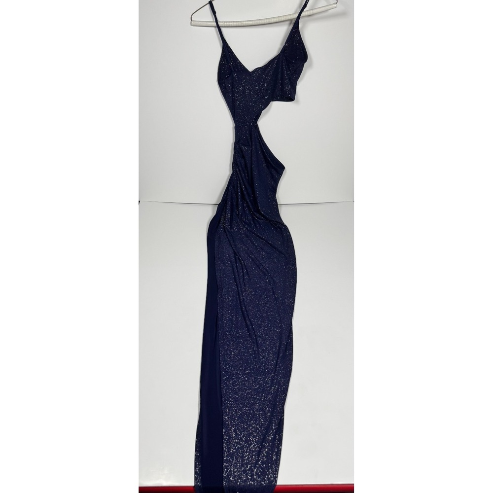 Lucy In The Sky Cut Out Maxi Dress Womens Navy Blue Speckled Spaghetti Strap